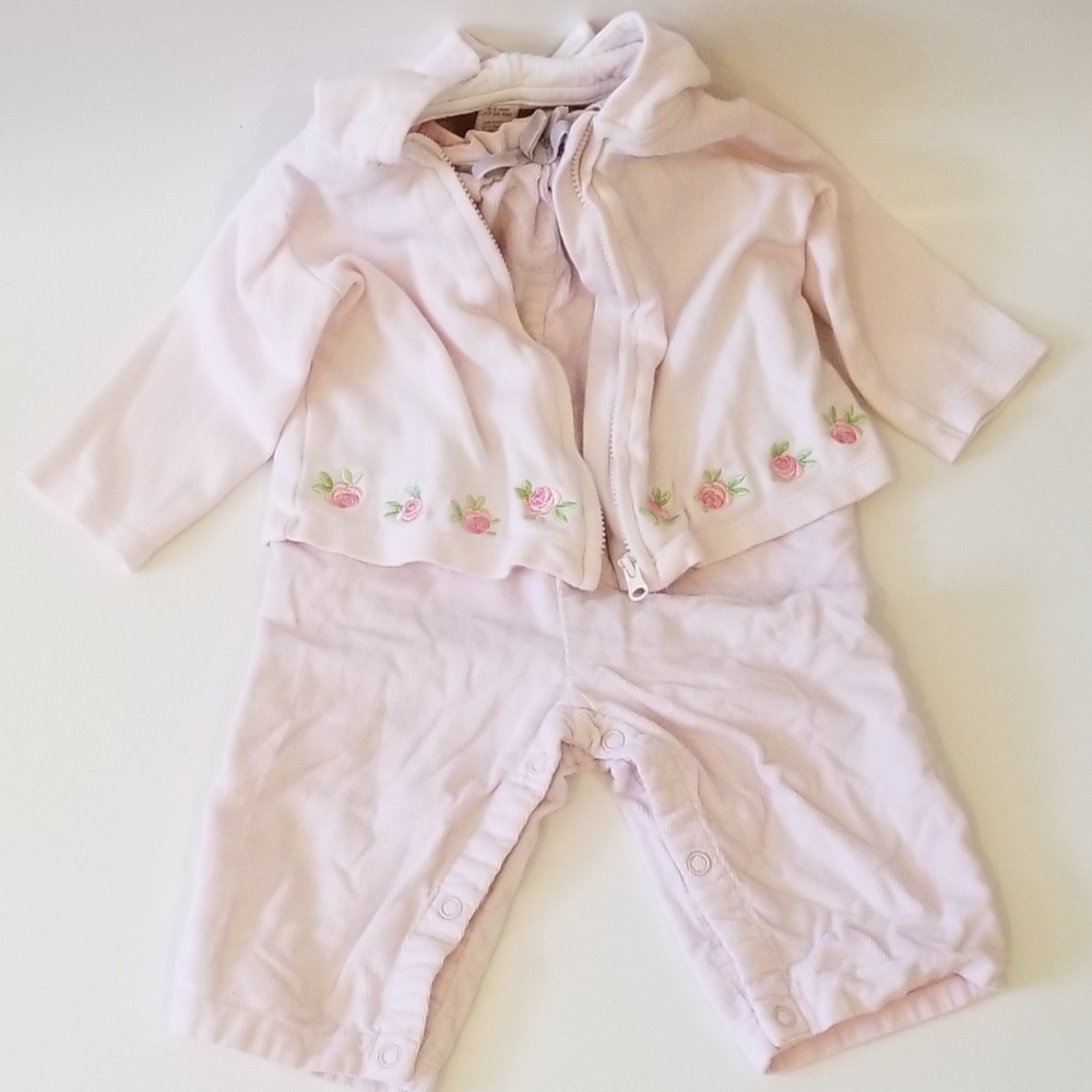 Baby Girl Pink Sweater  and Overall Bundle